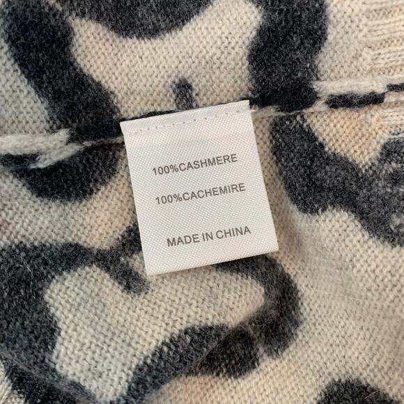 Brochu Walker 100% Cashmere Printed V-Neck Kelso Sweater Leopard Pullover - Picture 11 of 13